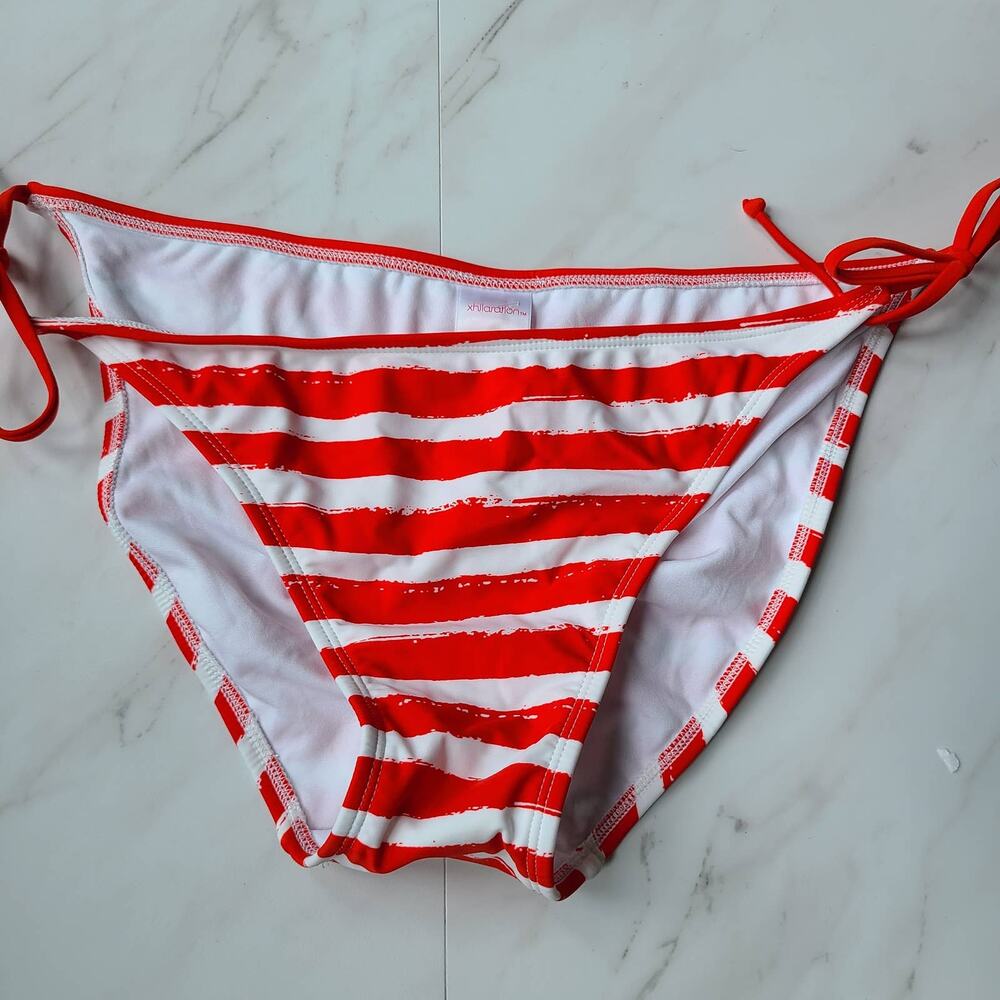 Xhilaration Red and White Stripe Bikini Bottoms Size XL